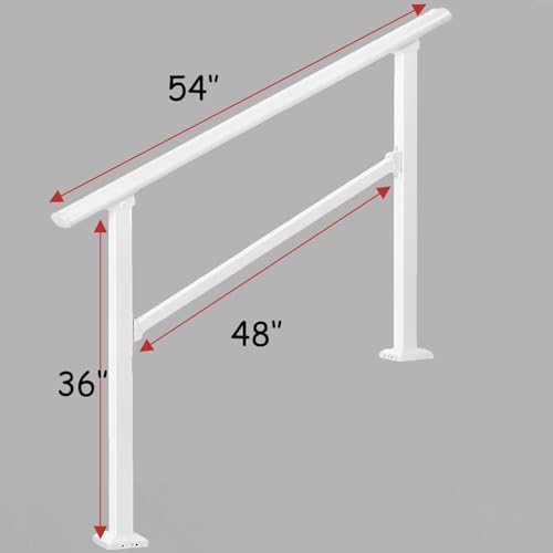 Hand Rails for Outdoor Steps,4 Step Stair Handrail & Indoor Stair Railing Kit๏ผMetty Metal Railings for Outdoor Steps and Hand Rails for Seniors for Porch Railing