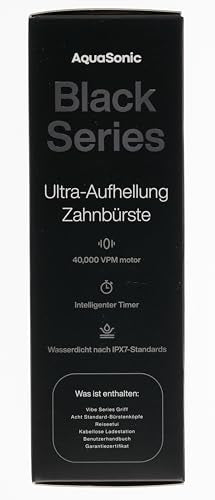 Aquasonic Black Series Ultra Whitening Toothbrush – ADA Accepted Electric Toothbrush- 8 Brush Heads & Travel Case – 40,000 VPM Electric Motor & Wireless Charging - 4 Modes w Smart Timer