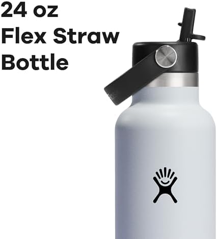 Hydro Flask 24 Oz Stainless Steel Standard Mouth Water Bottle with Flex Straw Cap and Double-Wall Vacuum Insulation
