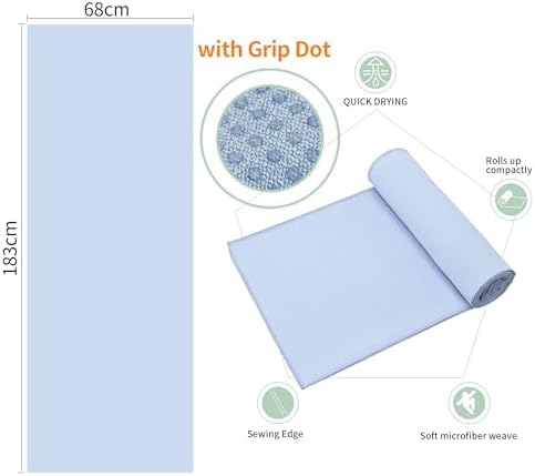 2 Pack Hot Yoga Towel with Grip Dot,Stickyfiber Yoga Mat Towels Non Slip for Hot Yoga,Absorbent Microfiber Sweat Anti-Slip Cover,Bikram,Pilates,Exercise,Fitness