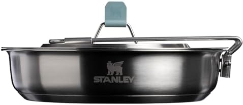 Stanley Wildfare Core 12-Piece Stainless Steel Fry Pan Cook Set | 1 qt Fry Pan with Fold & Lock Handle | Plates, Utensils, Spatula | Camping Essentials for Your Camp Kitchen | BPA-Free