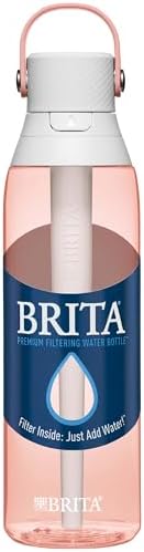 Brita Hard-Sided Plastic Premium Filtering Water Bottle, BPA-Free, Reusable, Replaces 300 Plastic Water Bottles, Filter Lasts 2 Months or 40 Gallons, Includes 1 Filter, Blush - 26 oz.