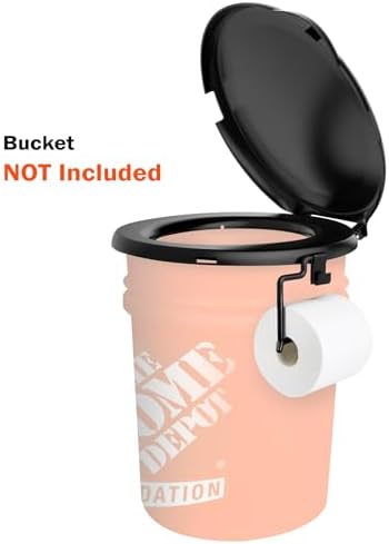 Portable Toilet Seat for 5 Gal Buckets, Camping Toilet with Lid for Adults, Snap-on Toilet Seat for Outdoor, Camping, Hiking, Emergency, Car, Boat (Black)