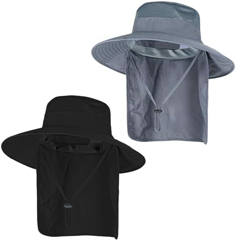 Sun Hats for Men Women Fishing Hat UPF 50+ Breathable Wide Brim Bucket Hats Summer UV Protection Safari Hat with Neck Flap