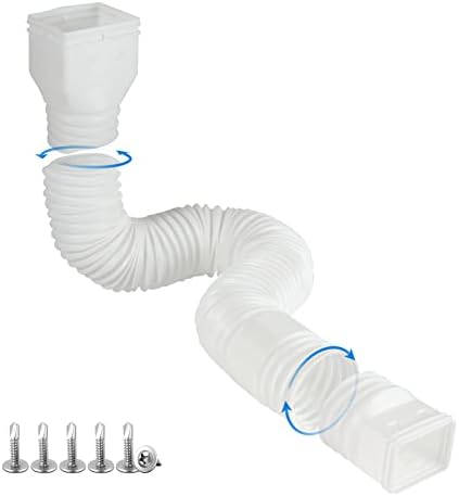 White 1-Pack Rain Gutter Downspout Extensions Flexible, Drain Downspout Extender,Down Spout Drain Extender, Gutter Connector Rainwater Drainage,Extendable from 21 to 68 Inches