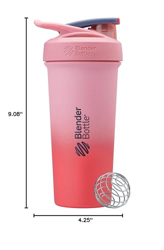 BlenderBottle Sport Sleek Insulated Stainless Steel Shaker Bottle with Wire Whisk, 25-Ounce, Flamingo Ombre – Protein Shakes & Hydration for Athletes & Fitness Enthusiasts, Easy Mixing, Slim Easy to Hold, Keeps Drinks Cold, Lockable Lid
