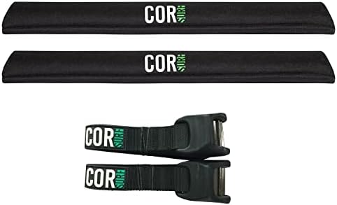 Aero Roof Rack Pads and Premium Scratch Resistant Silicone Buckle Tie Down Straps for Surf, SUP, Kayak and Canoe (28" Large) by COR Surf