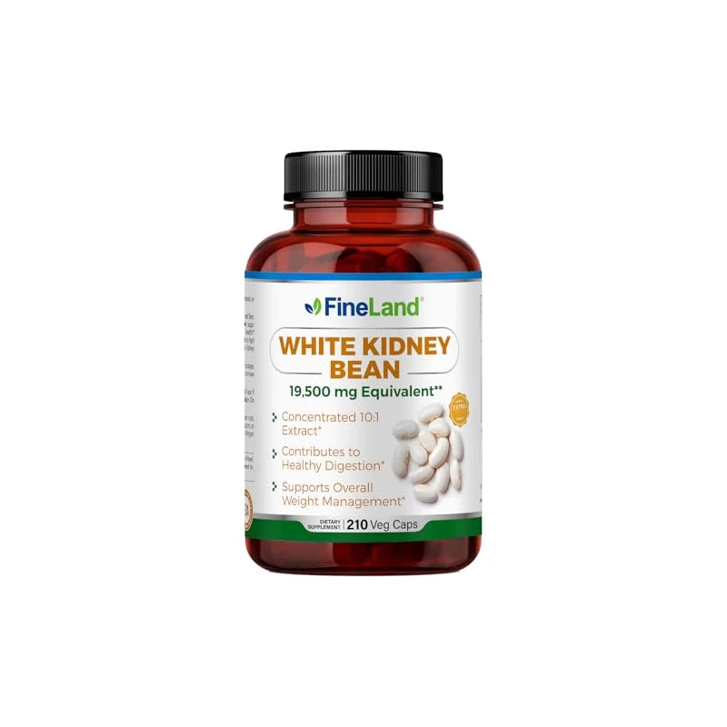 FineLand White Kidney Bean 10X Extract 19,500mg Eq. per Serving, Max Strength Premium, Supports Optimal Carbohydrate Breakdown & Digestion, Metabolism & Weight Support, 210 Caps