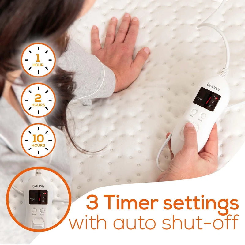 Beurer Beurer UWB55 Heated Underblanket | Electric Blanket with Super Soft Fleece - Personal Heating Pad Warmer with 8 Temperature Settings, Auto Shut-Off and Overheat Safety Features