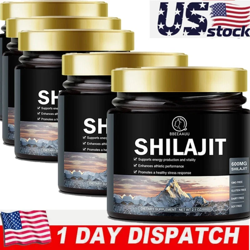 Bbeeaauu 5 Bottles Himalayan Pure 100% Shilajit, Soft Resin, Organic, Extremely Potent,