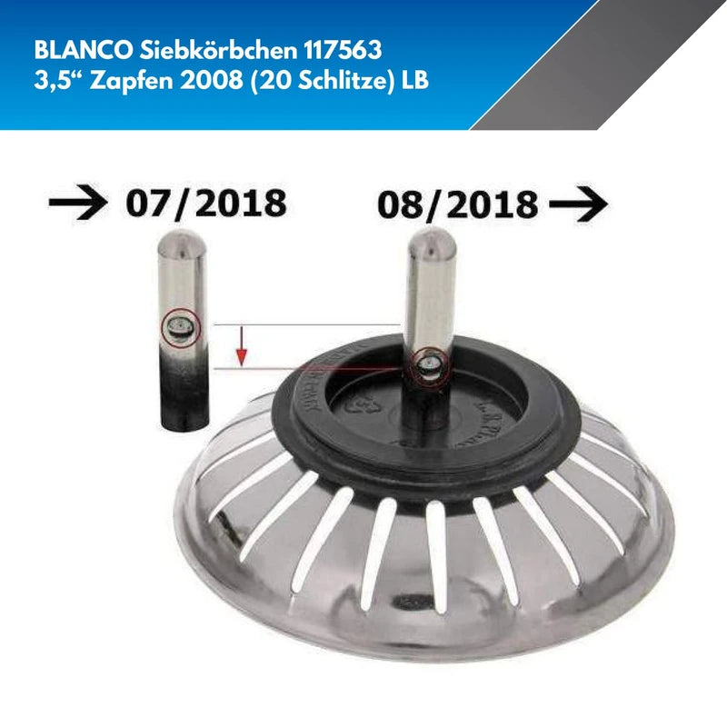 Blanco Strainer Basket 3.5 Inch with Pins 20 Slits Black