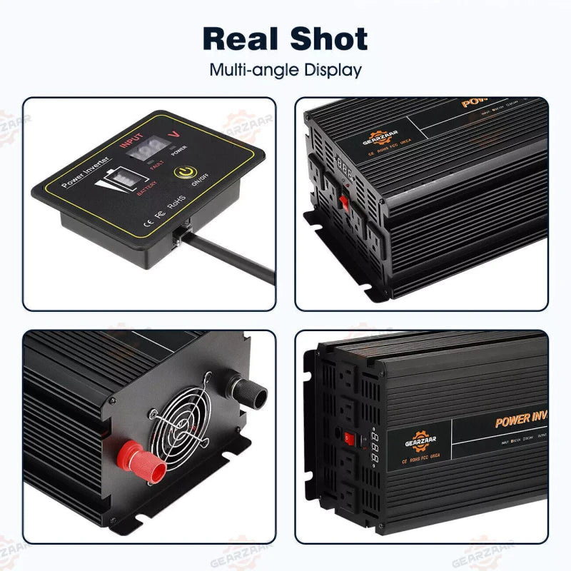 Gearzaar Power Inverter 2000W 4000W 12V DC to 110V 120V AC LCD Car Boat RV USA P