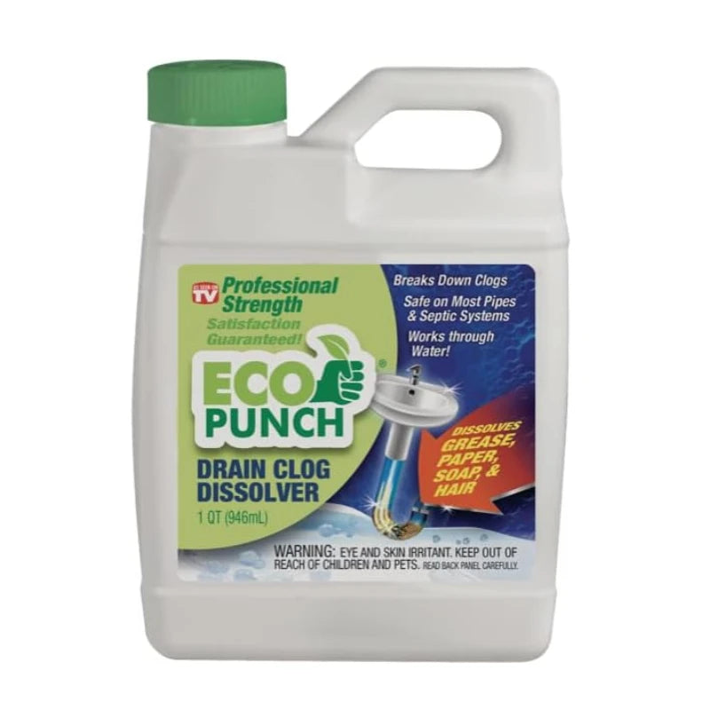 ECO PUNCH Professional Strength Drain Clog Dissolver | Heavyweight Formula (32oz)