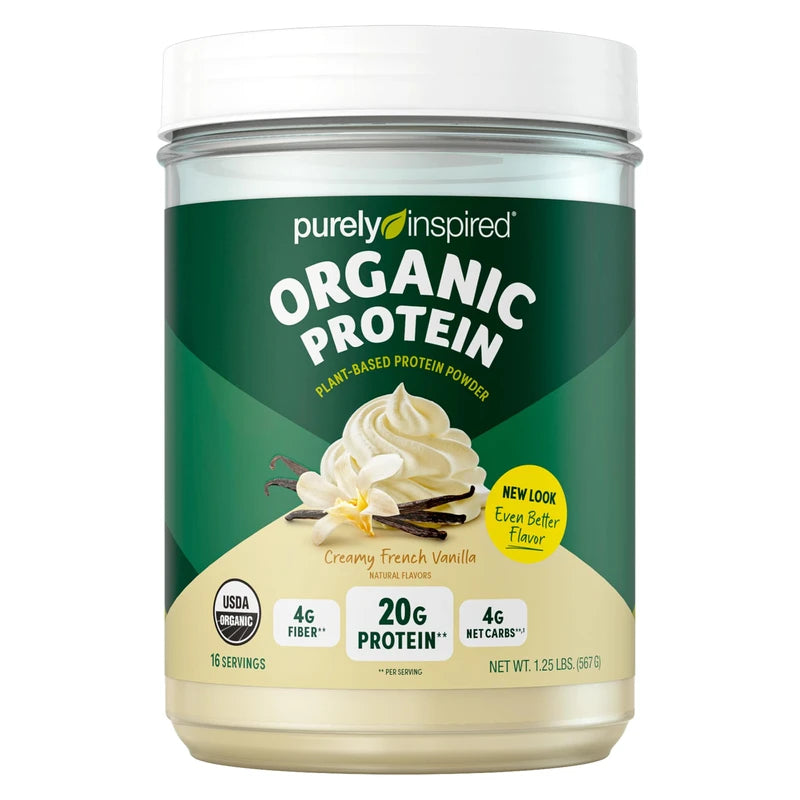 Purely Inspired Plant Based Organic Vegan Protein Powder for Women & Men 22g of Plant Protein Pea, Vanilla Protein Powder, 1.5 lb (17 Servings)