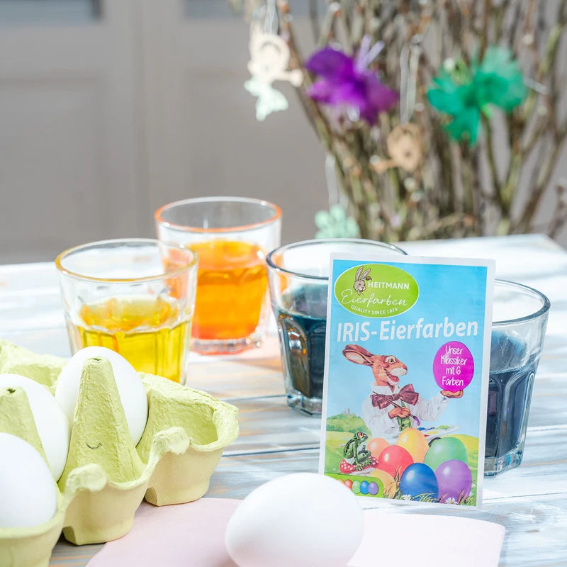 Heitmann Eierfarben - Iris Egg Colours - 6 Hot Dye Tablets - Yellow, Orange, Red, Purple, Green, Blue