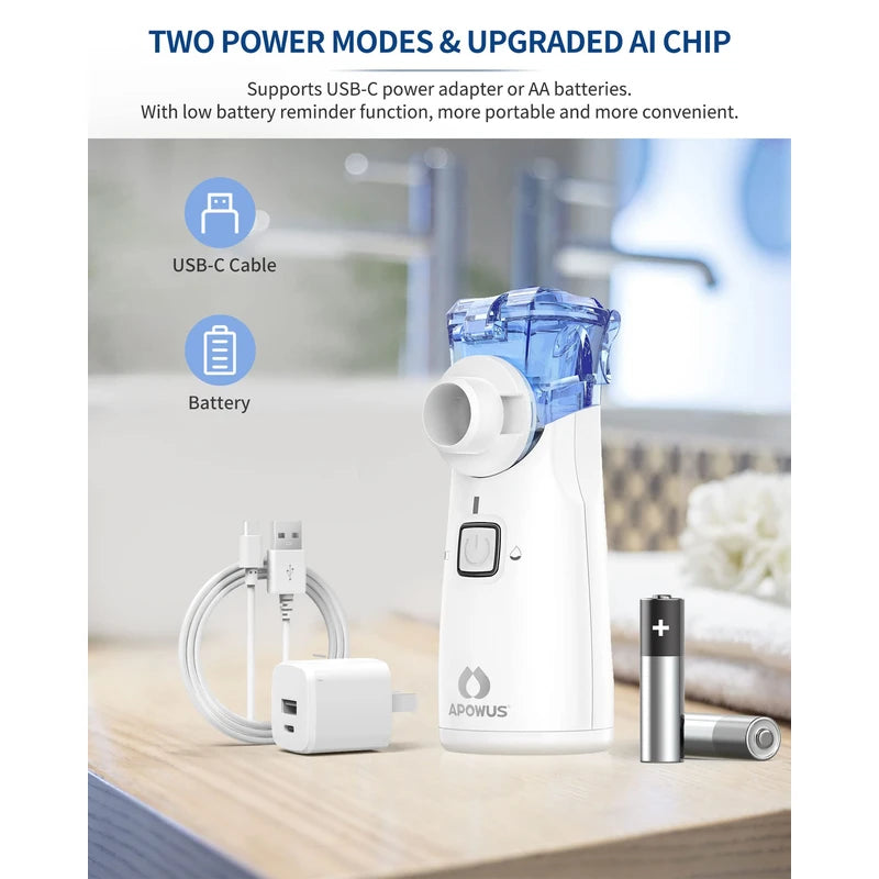 APOWUS Portable Nebulizer - Nebulizer for Adults and Kids, Nebulizer Machine for Adults and Kids with 3 Nebulizer Masks and Adjustable Nebulization Rate, Handheld and Easy to Use