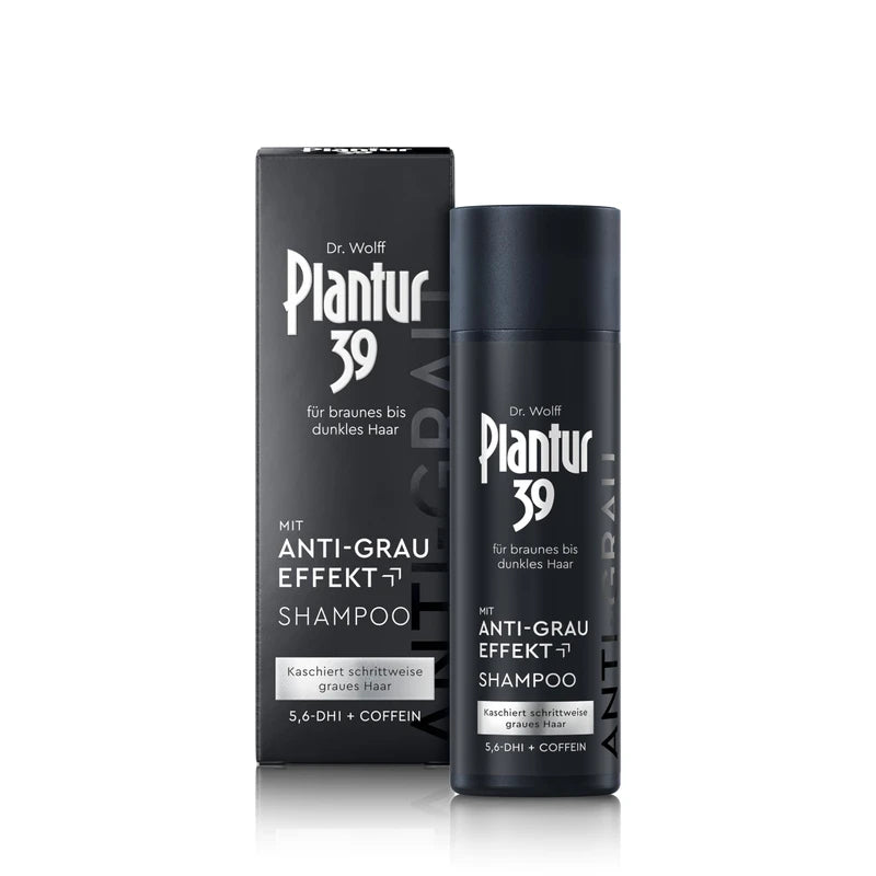 Plantur 39 Anti-grey effect shampoo, 1 x 200 ml, conceals gradually grey hair, for brown to dark hair, long-lasting result without dyeing