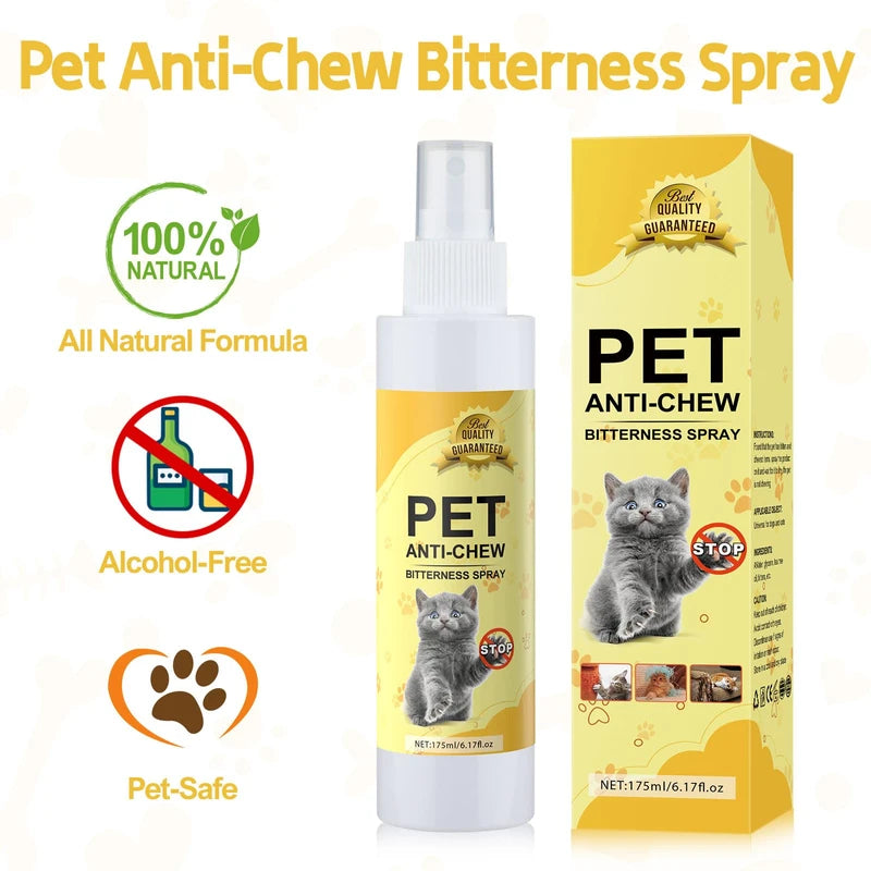 Cat Deterrent Spray Indoor 175ML, Cat Repellent Indoor for Cat and Kitten, No Scratch Spray for Cats, Anti-Scratch Cat Training Spray for Furniture, Curtain, Floor & Plant, Indoor & Outdoor Use