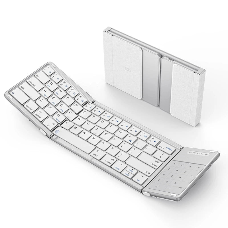 SODI Foldable Keyboard with Sensitive Touchpad, Portable Wireless Keyboard for iMac, Multi Devices, 2 in 1 Pocket-Sized Bi-Folding Portable Key-Board, Travel