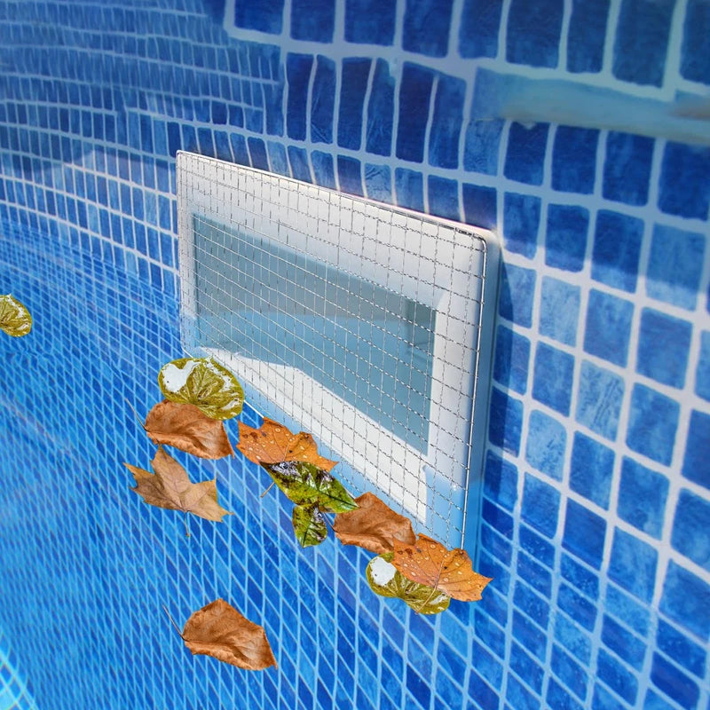2 Pcs Skimmer Guard, 2025 Upgraded Stainless Steel Swimming Pool Skimmer Net Leaf Shield Net for Inground or above Ground Vinyl Lined Fiberglass Pools(7.87"x 15.74", Fit Over All Skimmer Openings)