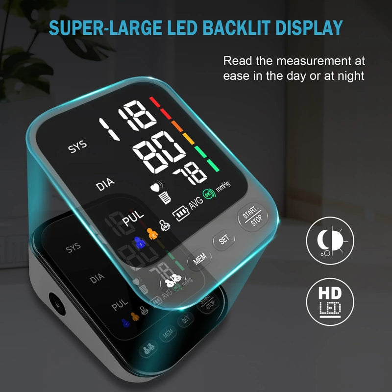 Arm Blood Pressure Monitor for Home Use, Automatic Upper Arm Blood Pressure Machine, 2x199 Memory with Large Cuff 4.5in Backlit Adjustable Large Font Screen, 8.6-16.57in/22-42cm Cuff