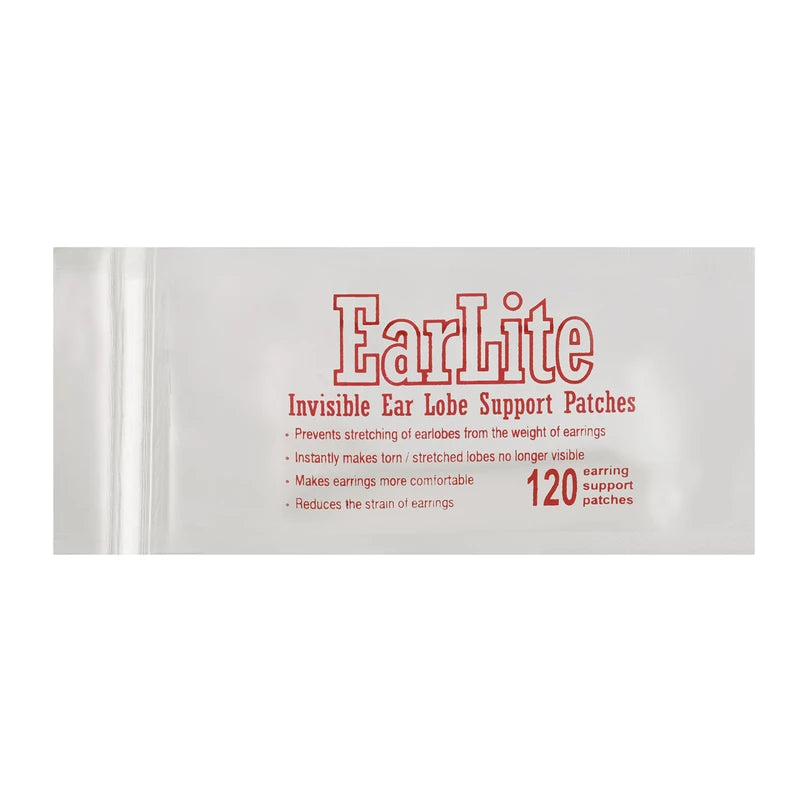 EarLite 120 (60 Ea X 2 Packs) ZipLock Pouch Invisible Earring Support Waterproof Patch - Made in USA...