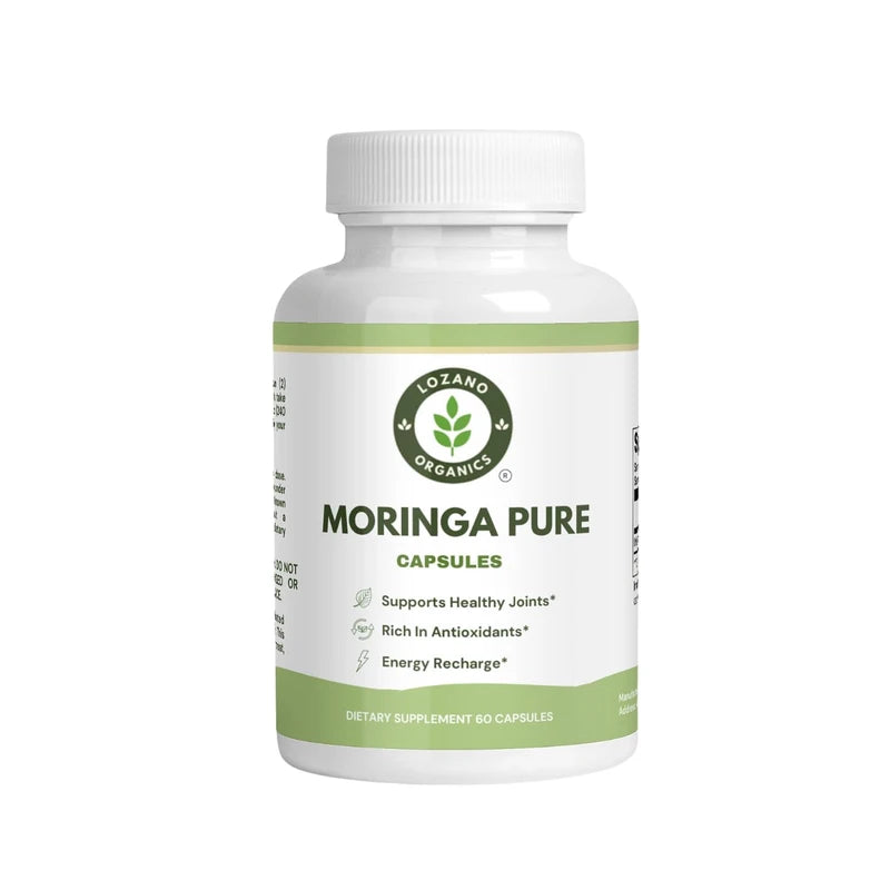 Lozano Organics Moringa Powder Capsules - 800mg of Pure Nutrient-Rich Moringa Powder - A Natural Green Antioxidant Superfood - Supports Energy, Skin Health, Gut Health+ - w/Essential Vitamins & Amino Acids