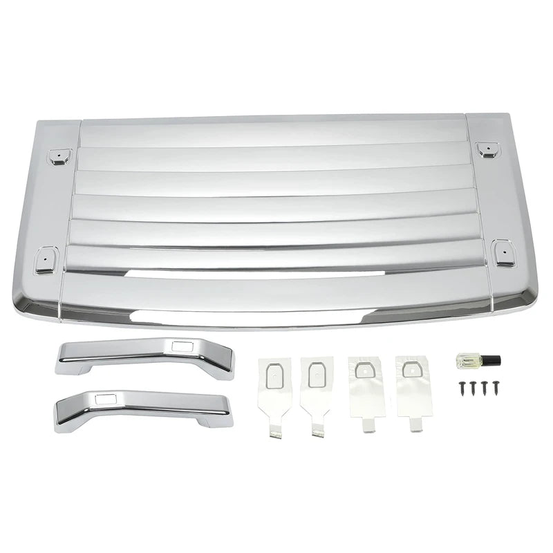 KUAFU Hood Vent Compatible with 2006-2010 Hummer H3 H3T Hood Louver Hood Deck w/Handles Silver Air Vent Grille Chrome Moulding Trim