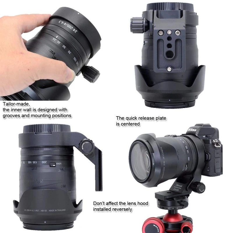 Lens Collar Tripod Mount Ring Compatible with Nikon Nikkor Z 70-180mm F2.8, Z 24-200mm f/4-6.3 VR, Z DX 50-250mm f/4.5-6.3 VR (Z-Mount), Support Bracket Holder is Arca-Swiss Fit Quick Release Plate