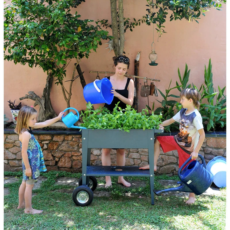 Herstera 8933901 Garden Trolley Wheeled Planter, Anthracite