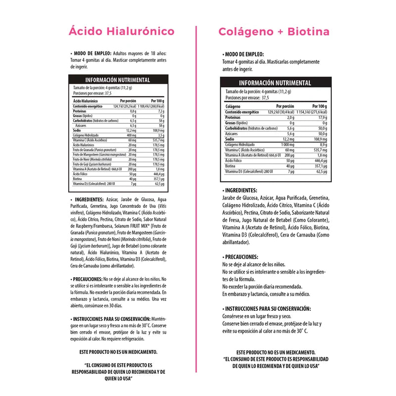 Gummisol Gomitas de Colágeno + Biotina Belabear 100 Gomitas Gomitas de Ácido Hialurónico Belabear 100 Gomitas Gomitas para Adultos Belabear Supelemento Alimenticio - 2 pack