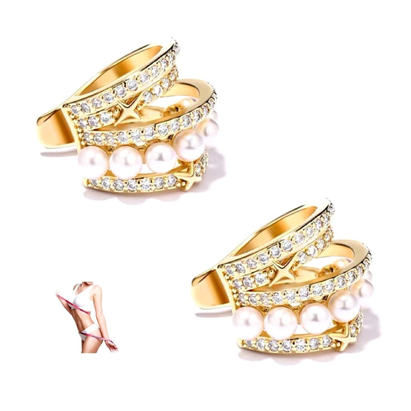 Astennu Lymphvity Auriculotherapy White Onyx Ear Cuff Slimio Auricular Rowline Earrings Earacupressure White Onyxes Detoxiear Cuffs Lymphatic Drainage Earrings Non Pierced Clip on Ear Cuffs