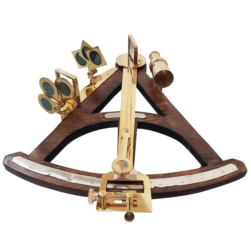 Vintage Wooden Marine Octant Reflecting Instrument Measuring Reflecting Quadrant Ship Sailor Navigation Tool Marine Sextant