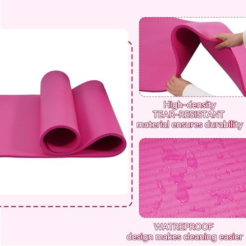 Yoga Mat, 1/2-Inch Extra Thick High Density Exercise Mat, Anti-Tear Exercise Yoga Mat with Carrying Strap, Suitable for Various Yoga Exercises