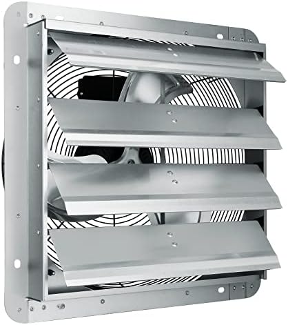 VEVOR Shutter Exhaust Fan, 16'' with High Speed, AC-motor, 2000 CFM, Wall Mount Attic Fan, Ventilation and Cooling for Greenhouses, Garages, Sheds, FCC