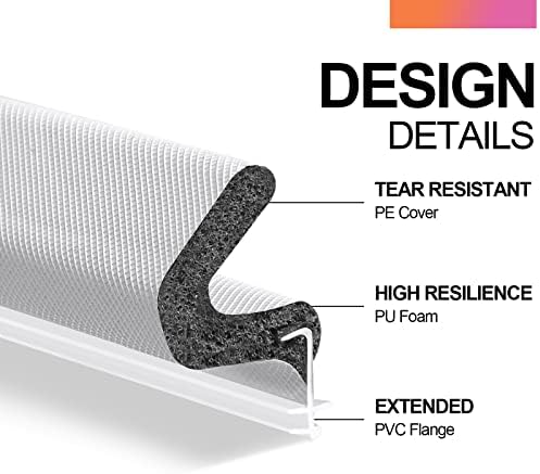 Kerf Weather Stripping Door Seal for Large Gap and Easy Installation (40 Feet, White)