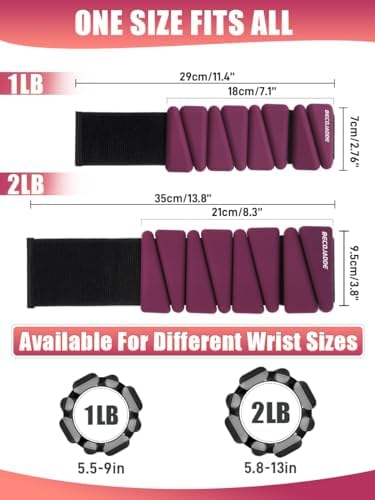 Wrist Ankle Weights Set of 2(1 lb/2 lbs Each) Adjustable Weights Training Intensity for Strength Training Walking Running Yoga Pilates Jogging for Women Men