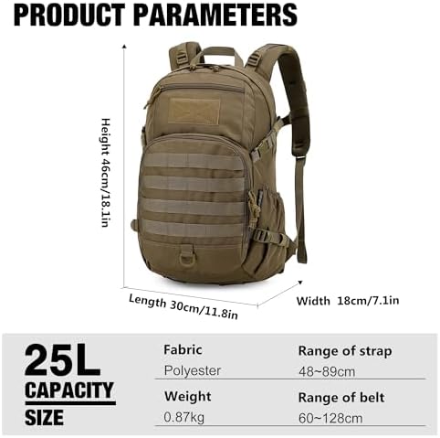 Mardingtop Small Tactical Backpack,Molle Hiking Backpack for Backpacking,Cycling and Biking,25L Backpack