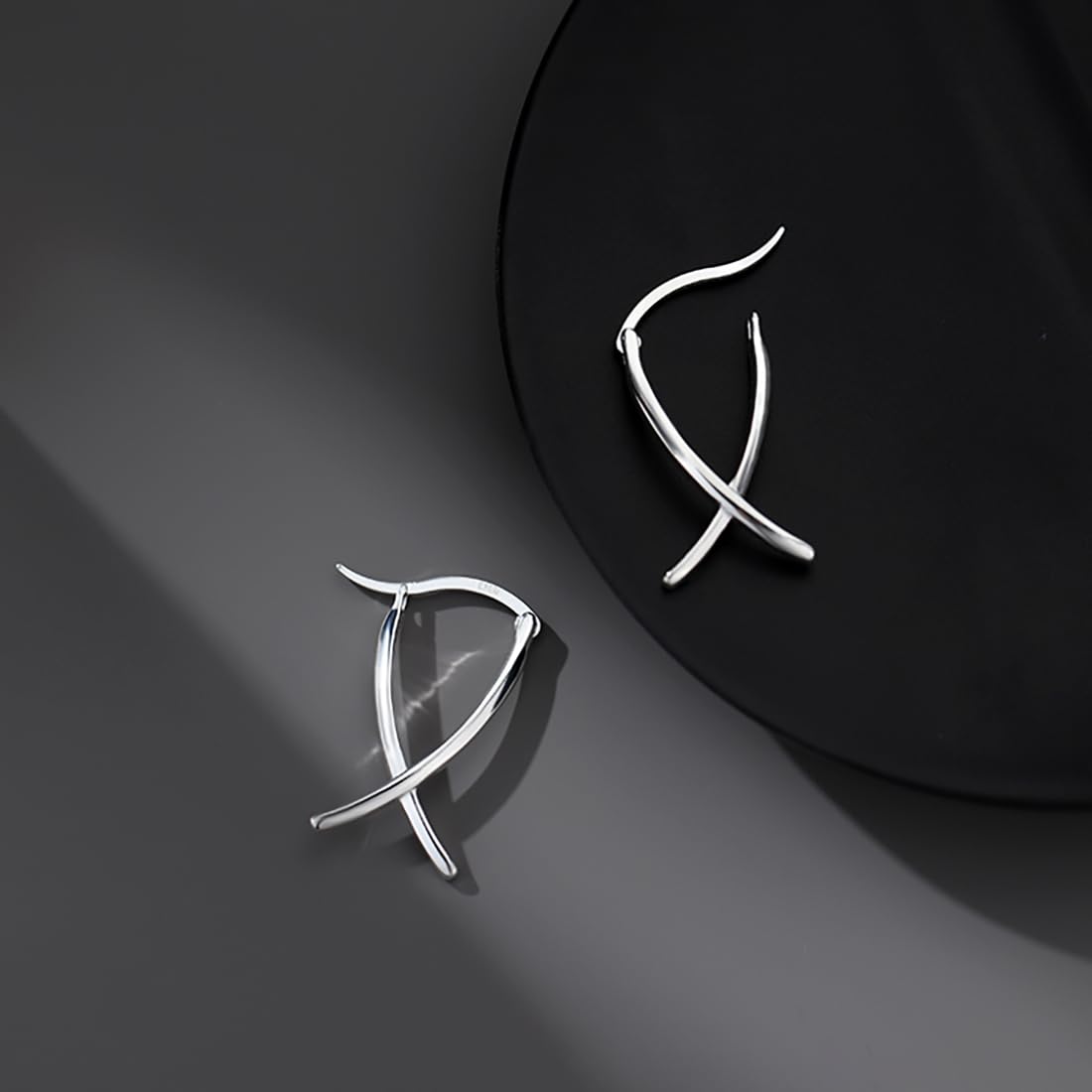 SLUYNZ 925 Sterling Silver X Hoop Earrings for Women Teen Girls Minimalist Hoop Earrings Huggie (A-Sterling Silver)