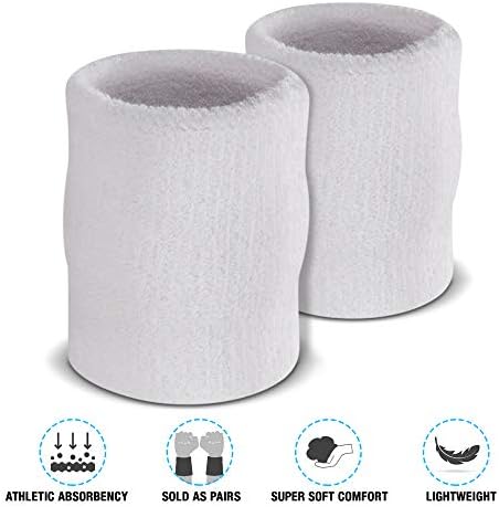 Suddora Arm Sweatbands, Absorbent and Breathable Thick Cotton Bands for Working Out, Gymnastics, Basketball, Tennis, and Football, Multiuse 4-inch Wristbands for Costumes and Cosplay