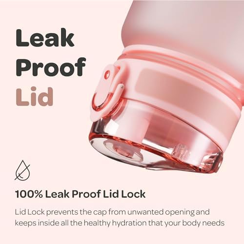 Hydracy Water Bottle with Time Marker -Large BPA Free Water Bottle & No Sweat Sleeve -Leak Proof Gym Bottle with Fruit Infuser Strainer & Times to Drink -Ideal for Fitness Sports & Outdoors