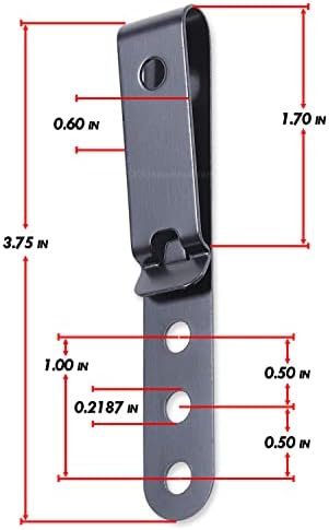 HolsterSmith Universal Metal Belt Clip for Holster Making - (Model 5) - (3-Hole) - (Tactical Black) - (w/SPTHA Mounting Hardware) - (2 Pack)