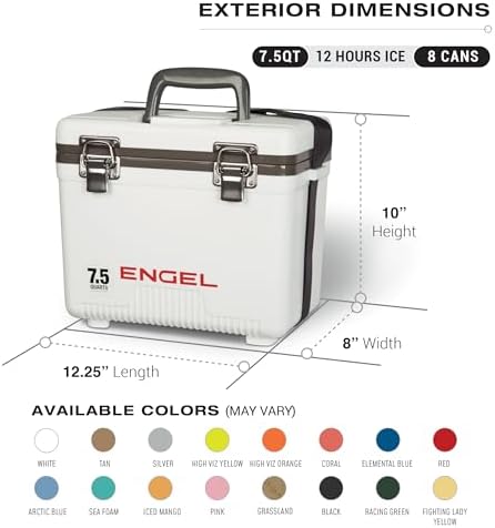 Engel UC7 7.5qt Leak-Proof, Air Tight, Drybox Cooler and Small Hard Shell Lunchbox for Men and Women