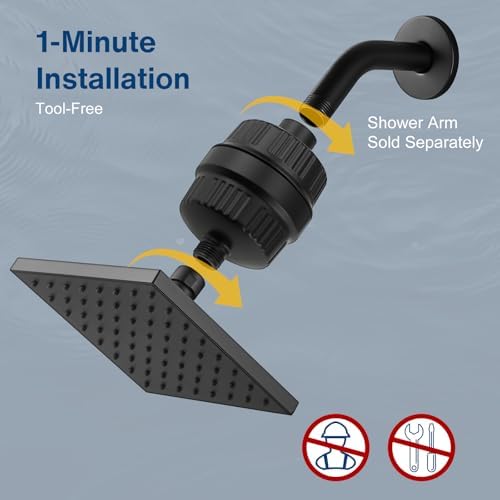 Cobbe High Pressure Filtered Shower Head Combo, Rain Shower Head with 20 Stage Shower Head Filter for Hard Water - Adjustable Replacement Remove Chlorine and Harmful Substances, Matte Black