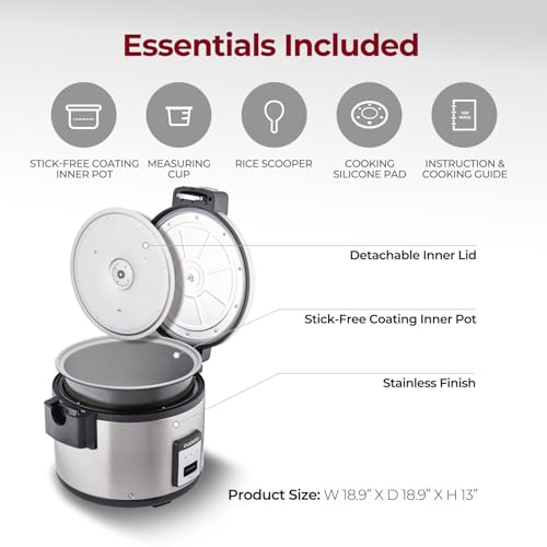 CUCKOO Commercial Rice Cooker & Warmer, Extra Large Rice Cooker 30-Cup Uncooked / 60-Cup Cooked, Professional Industrial Grain Cooker with Large Capacity, Easy One-Touch Operation, Silver (CR-3032)