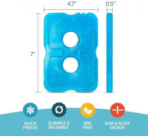 Healthy Packers Ice Packs for Lunch Boxes & Coolers - Freezer Packs - Original Cool Pack | Cooler Accessories for Beach, Camping & Fishing | Slim & Long-Lasting Reusable Ice Pack for Cooler