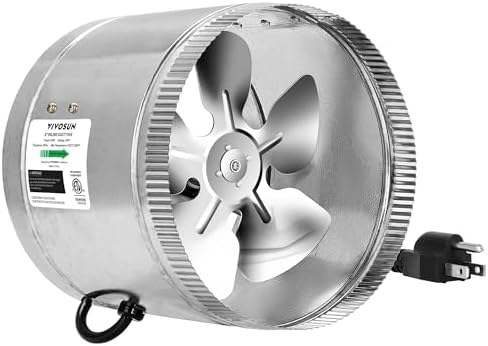 VIVOSUN 8 Inch Inline Duct Fan 420 CFM, HVAC Exhaust Ventilation Fan with Low Noise for Basements, Bathrooms, Kitchens and Attics, Silver