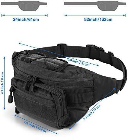 Tactical Fanny Pack Military Waist Bag Pack with USA Flag Patch Utility Hip Pack with Adjustable Strap for Outdoors Fishing Cycling Camping Hiking Dog Walking (Black 2)