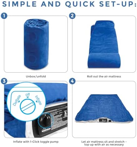 SoundAsleep Dream Series Luxury Air Mattress with ComfortCoil Technology & Built-in High Capacity Pump for Home & Camping- Double Height, Adjustable, Inflatable Blow Up, Portable - Full Size