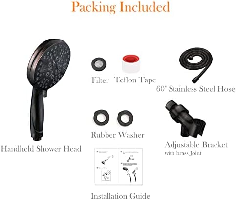 ORB High Pressure Shower Head with Handheld - Multifunctional High Flow Rain Showerhead with Extra 60" Long Hose and Adjustable Overhead Holder - Es la mejor regaderas para ducha (Oil Rubbed Bronze)
